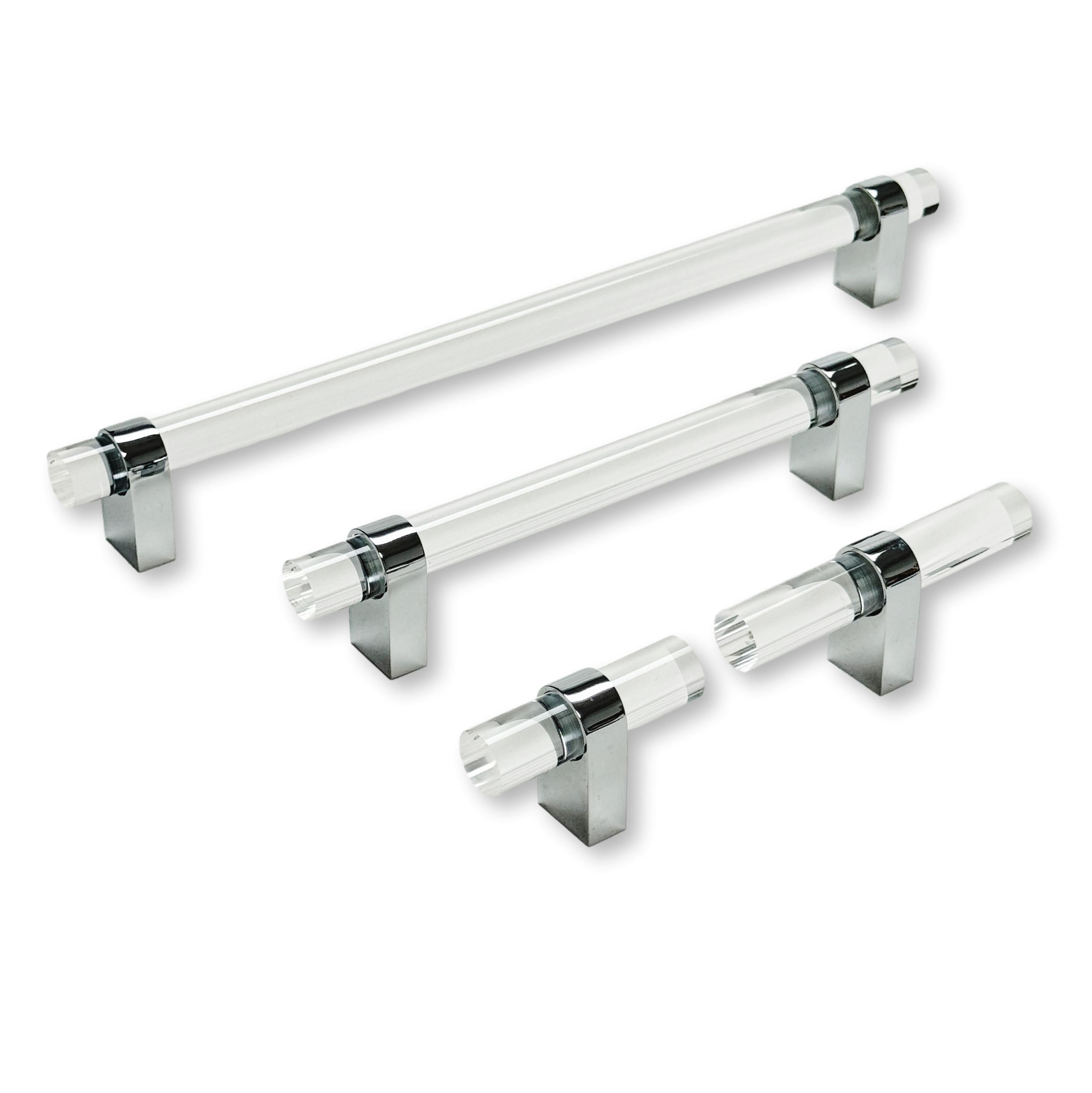 Lucite "June" Polished Chrome Drawer Pulls and Knobs - Industry Hardware