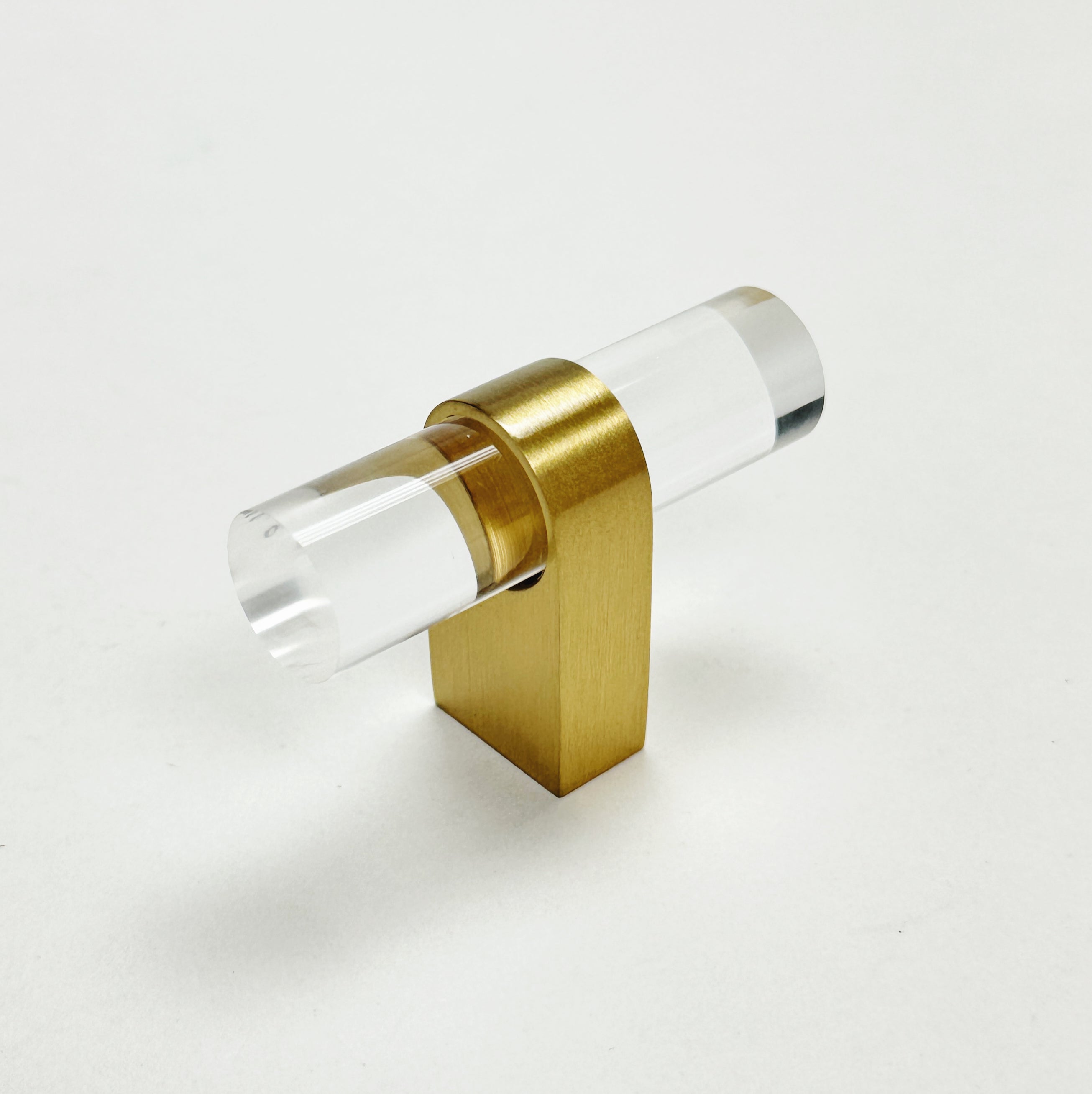 Lucite "June" Brushed Brass Drawer Pulls and Knobs - Industry Hardware