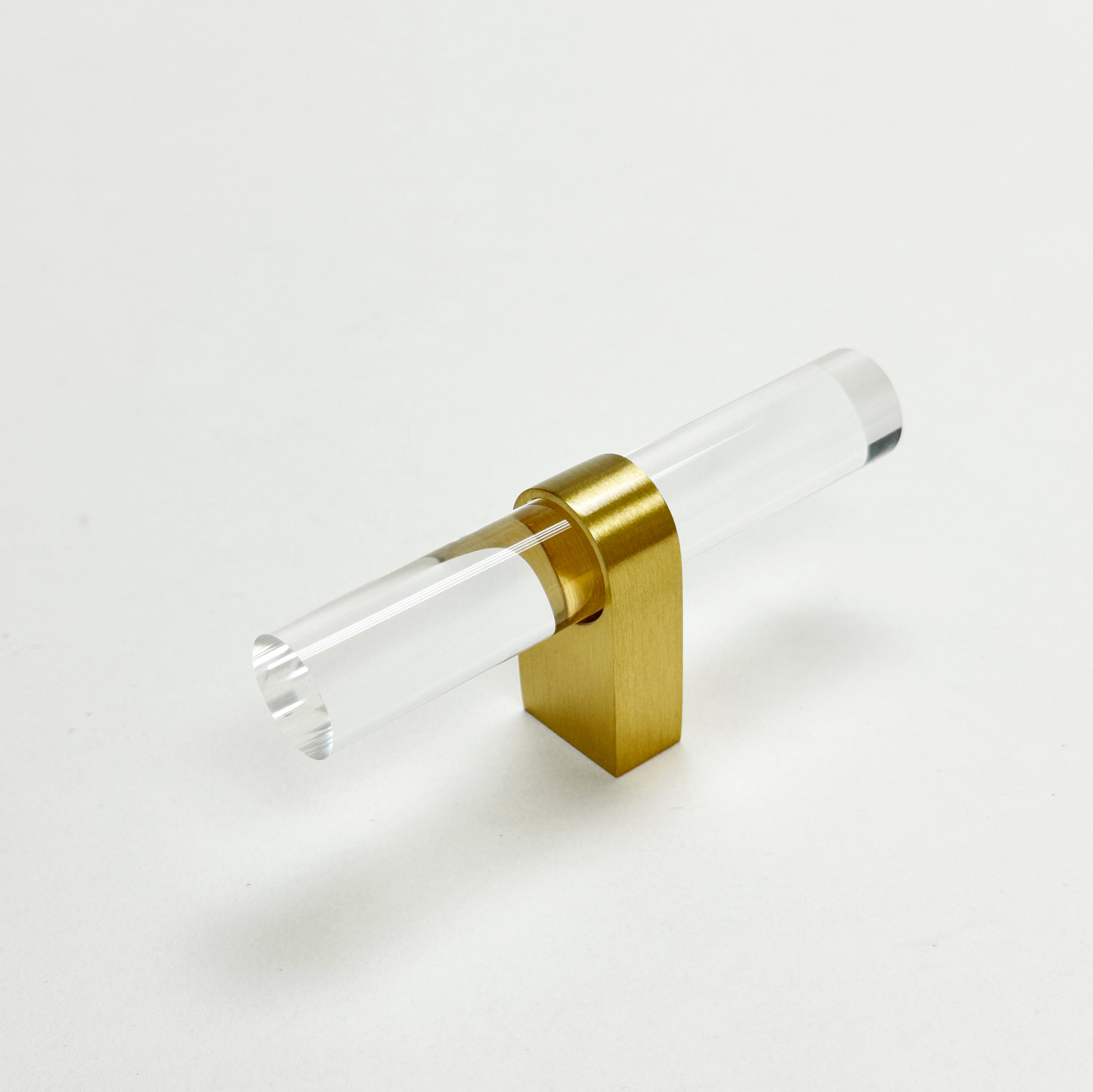 Lucite "June" Brushed Brass Drawer Pulls and Knobs - Industry Hardware