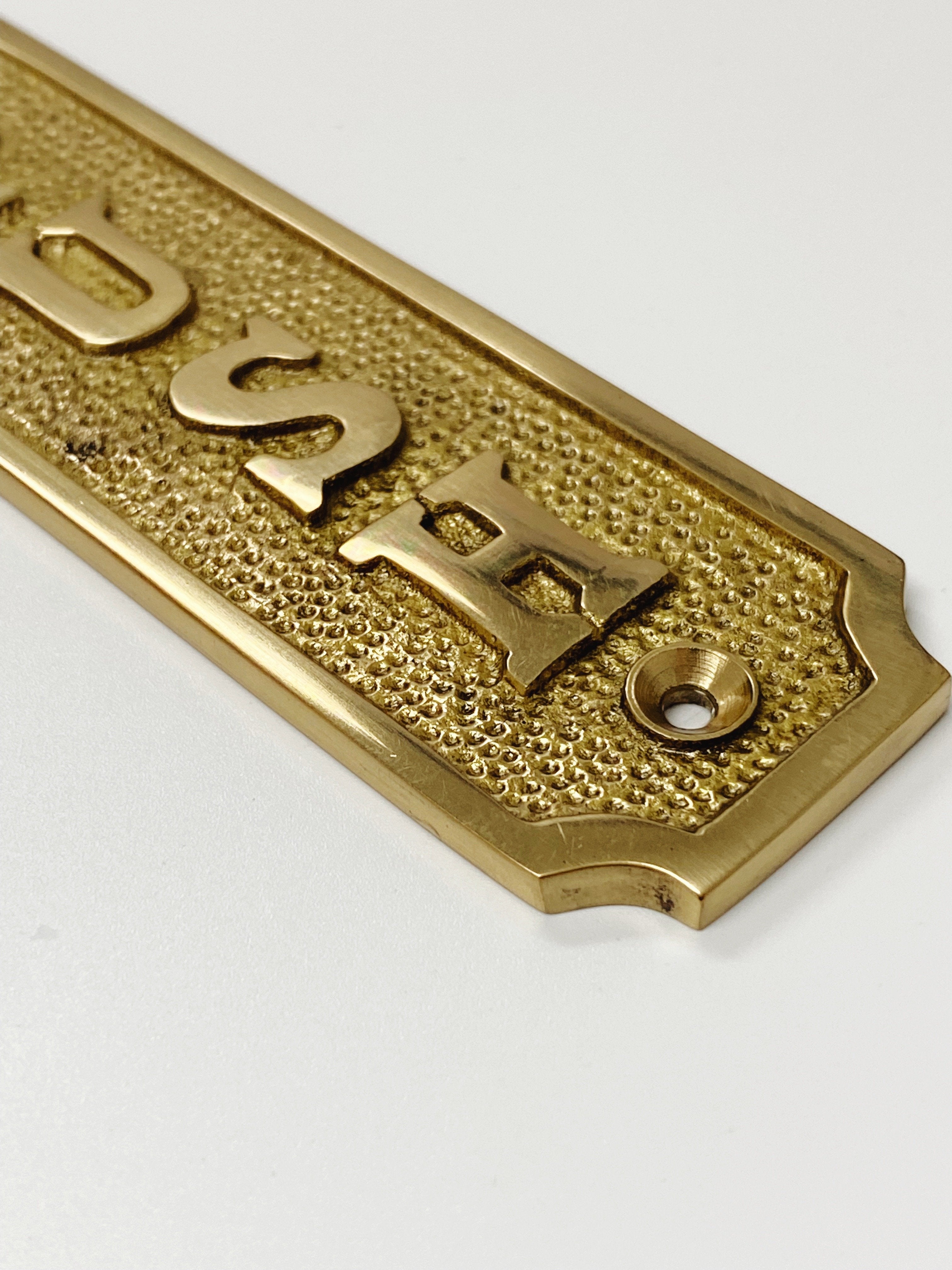 Brass "Push" Door Sign 1-5/16” W x 4-1/2” H - Brass Door Sign | Hook