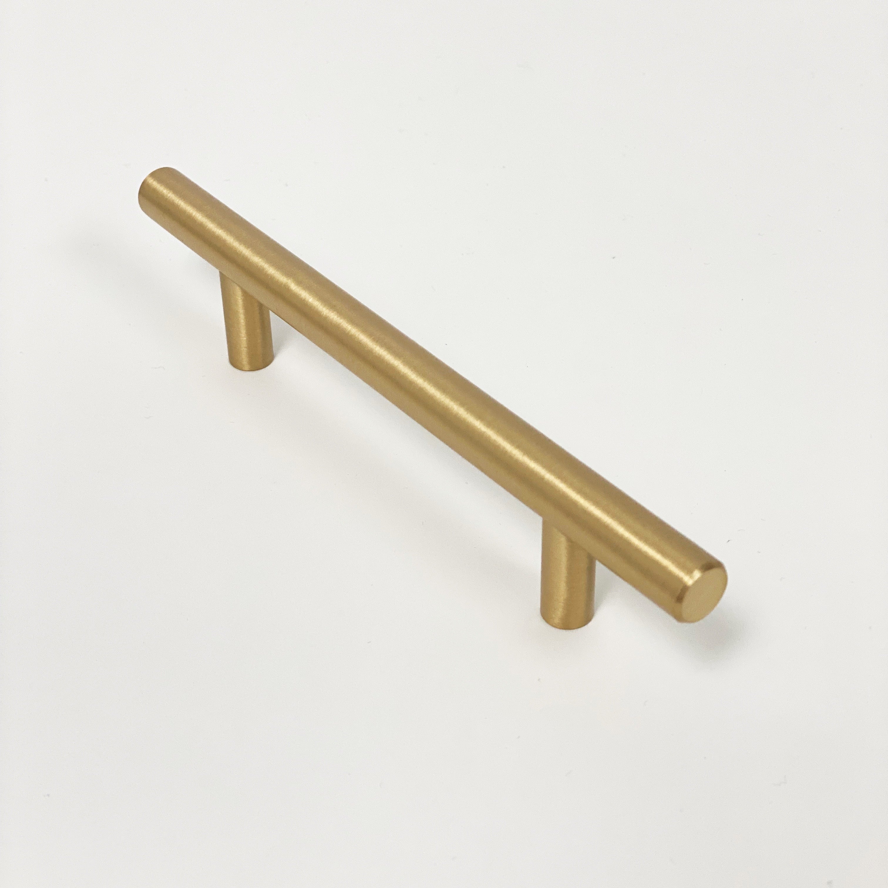 T-Bar "European" Satin Brass Cabinet Knobs and Pulls - Industry Hardware