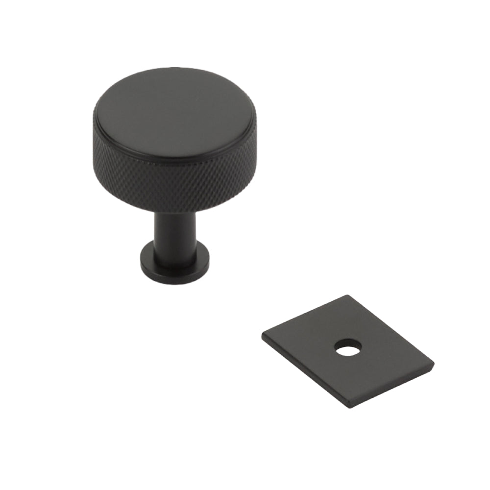 Matte Black "Maison" Knurled Drawer Pulls and Cabinet Knobs with Optional Backplate - Forge Hardware Studio