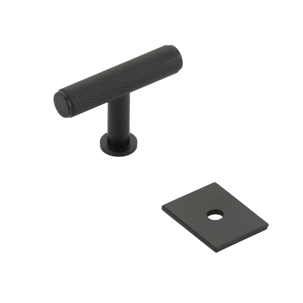 Matte Black "Maison" Knurled Drawer Pulls and Cabinet Knobs with Optional Backplate - Forge Hardware Studio