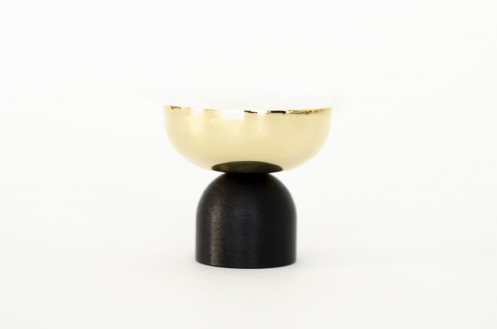 Brass and Black "Raised Bowl" Round Cabinet Knob and Hook - Industry Hardware