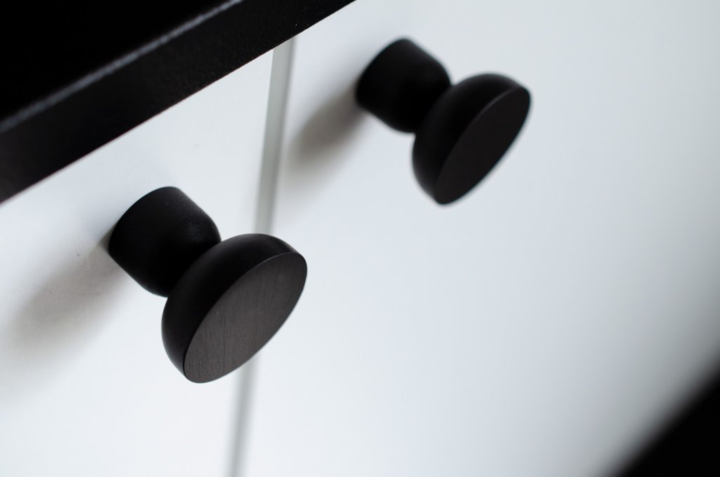 Matte Black "Raised Bowl" Round Cabinet Knob and Hook