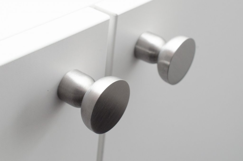 Brushed Nickel "Raised Bowl" Round Cabinet Knob and Hook - Industry Hardware