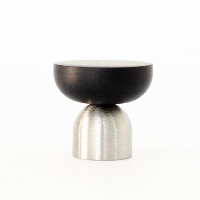 Nickel and Black "Raised Bowl" Round Cabinet Knob and Hook - Industry Hardware