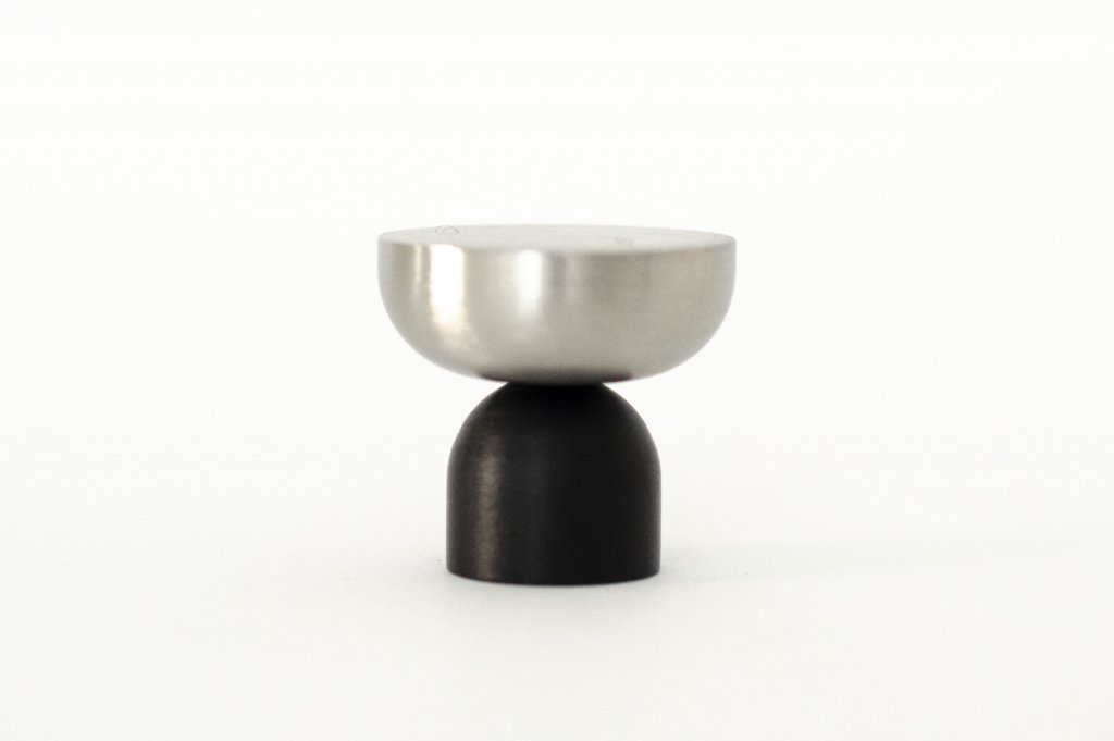 Nickel and Black "Raised Bowl" Round Cabinet Knob and Hook