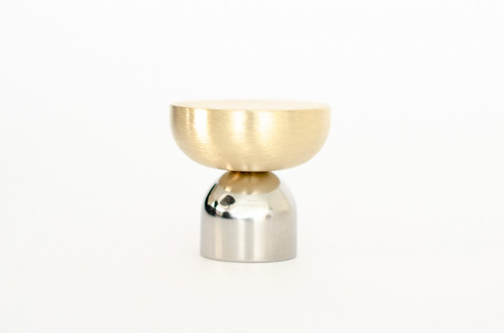 Brass and Nickel " Raised Bowl" Round Cabinet Knob and Hook