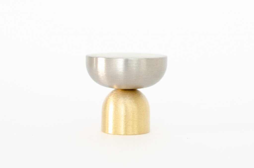 Brass and Nickel " Raised Bowl" Round Cabinet Knob and Hook - Industry Hardware