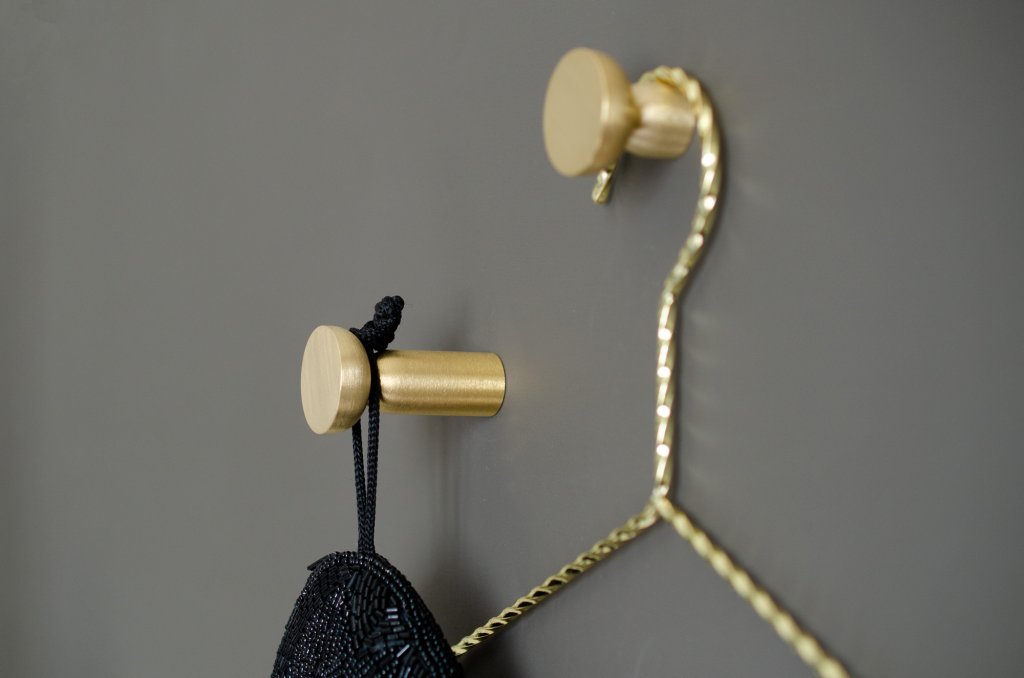 Unlacquered Brushed Brass "Pedestal Bowl" Round Wall Hook