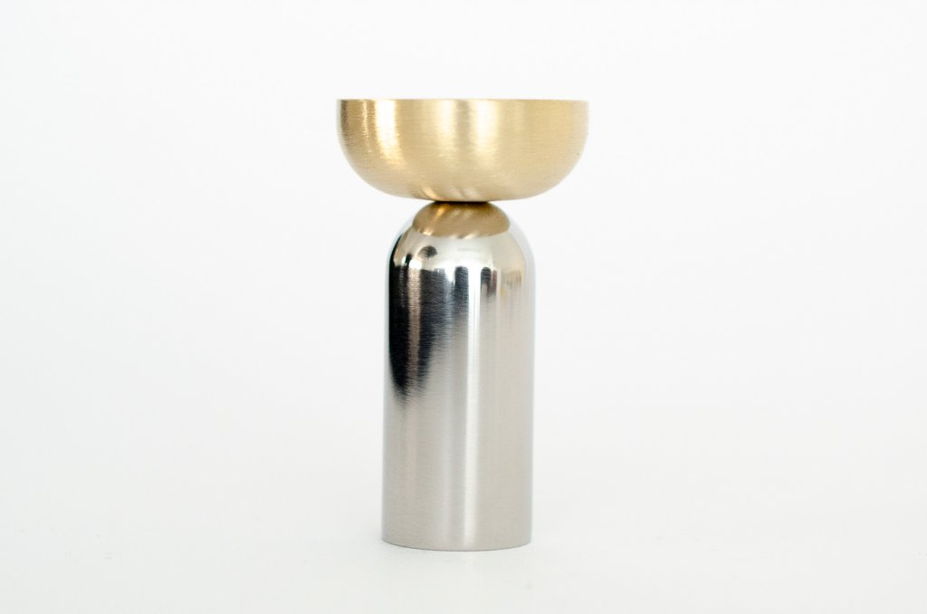Brass and Nickel "Pedestal Bowl" Round Wall Hook