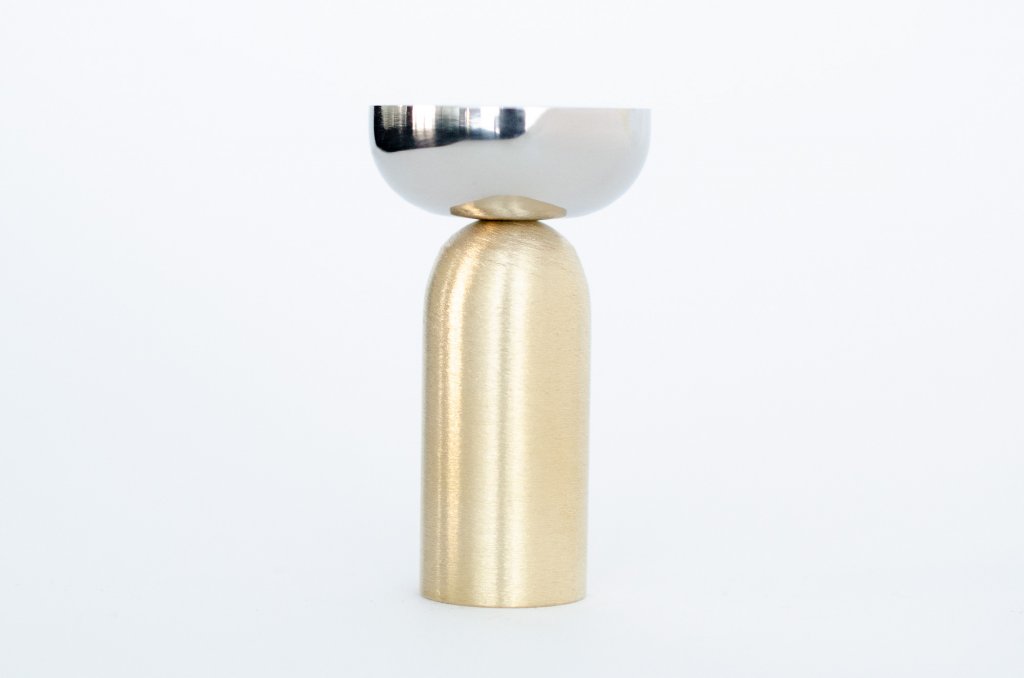 Brass and Nickel "Pedestal Bowl" Round Wall Hook