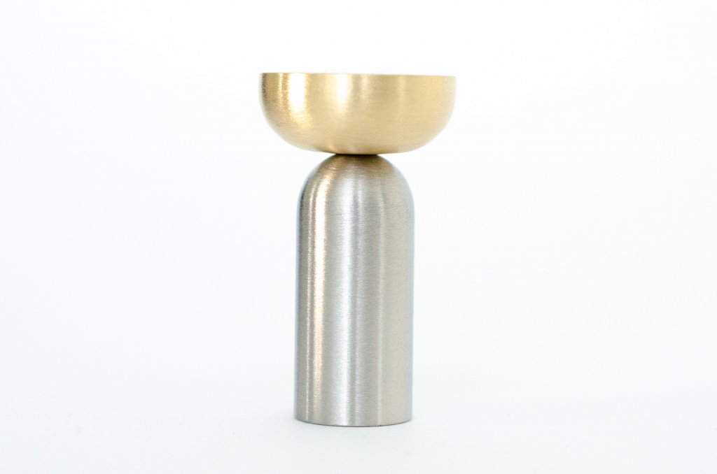 Brass and Nickel "Pedestal Bowl" Round Wall Hook