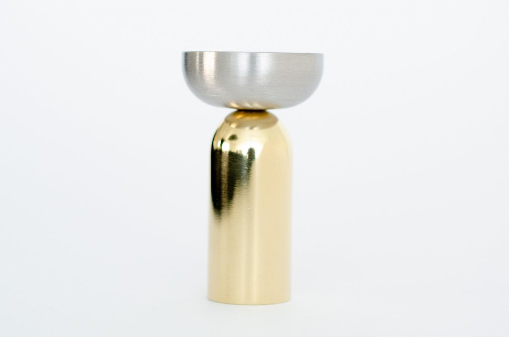 Brass and Nickel "Pedestal Bowl" Round Wall Hook