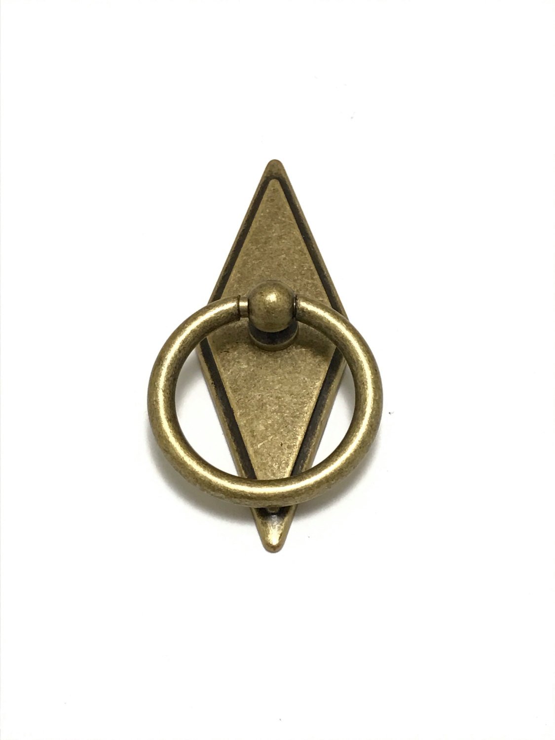 Rhombus "Ella" Antique Bronze Ring Drawer Pulls with Backplate | Pulls